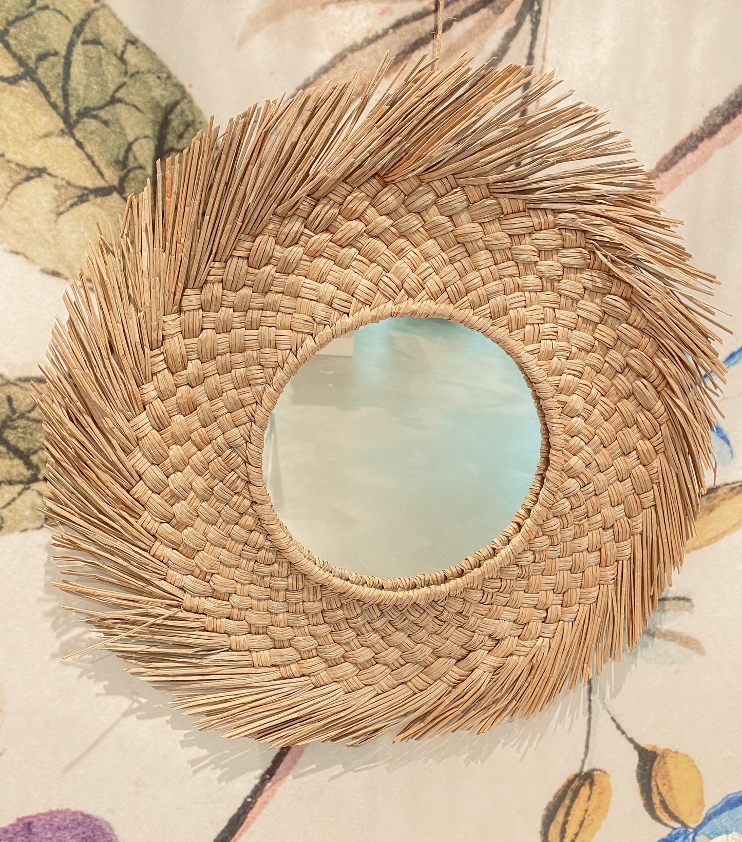 600040 spiegel met rieten rand 50cm