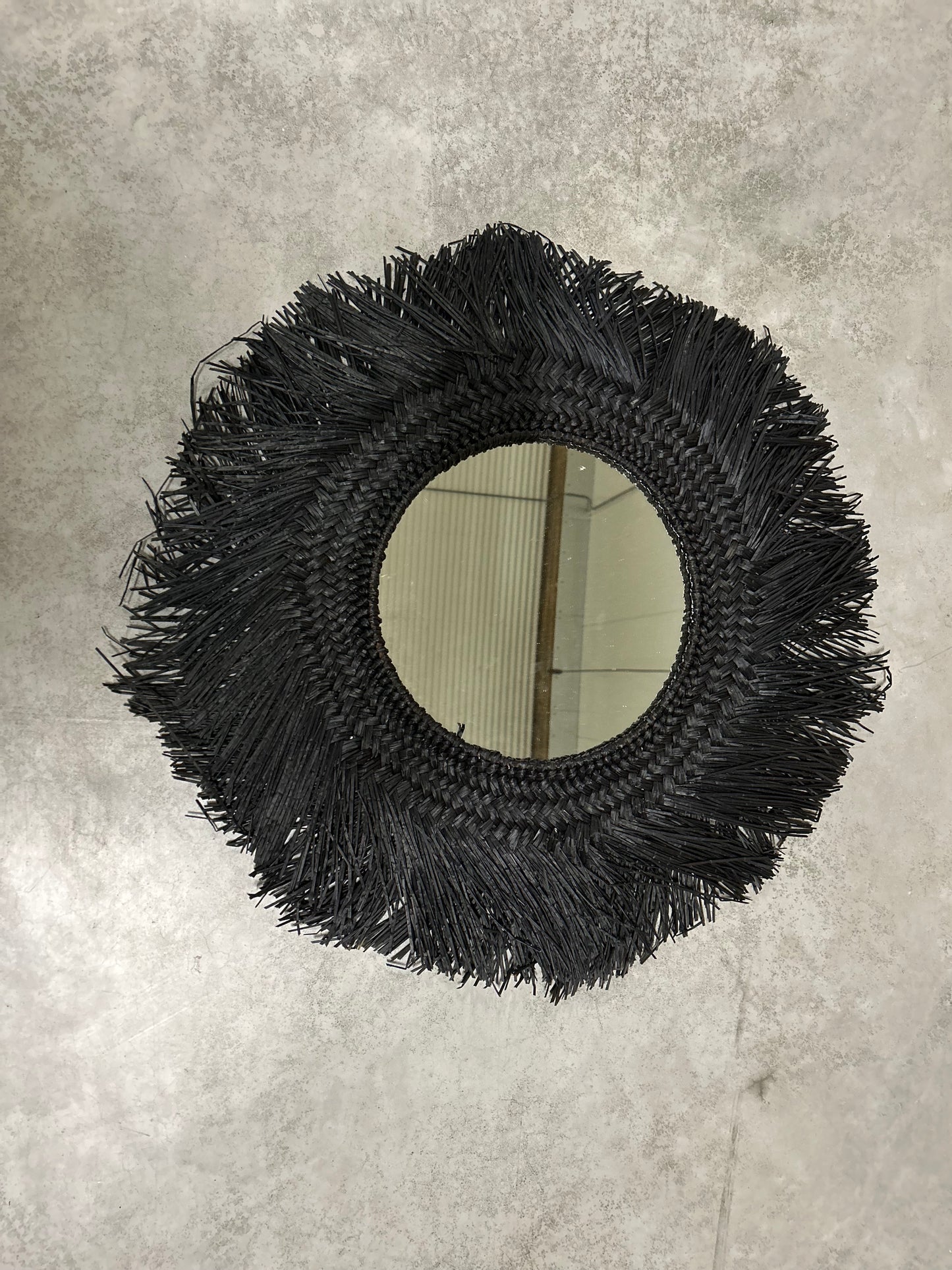 600045 spiegel riet zwart 70 cm