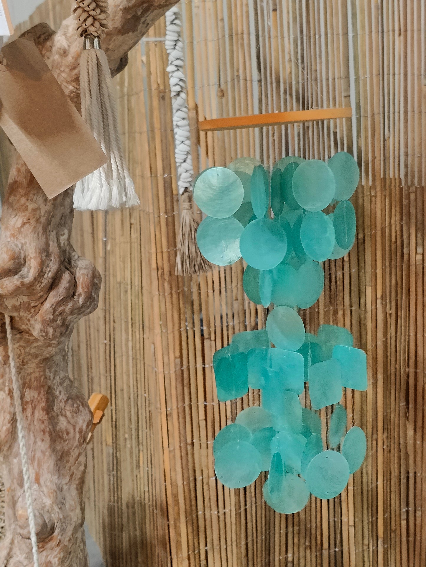 BF315		Gong hanger in aqua lengte 40 cm diam.15 cm