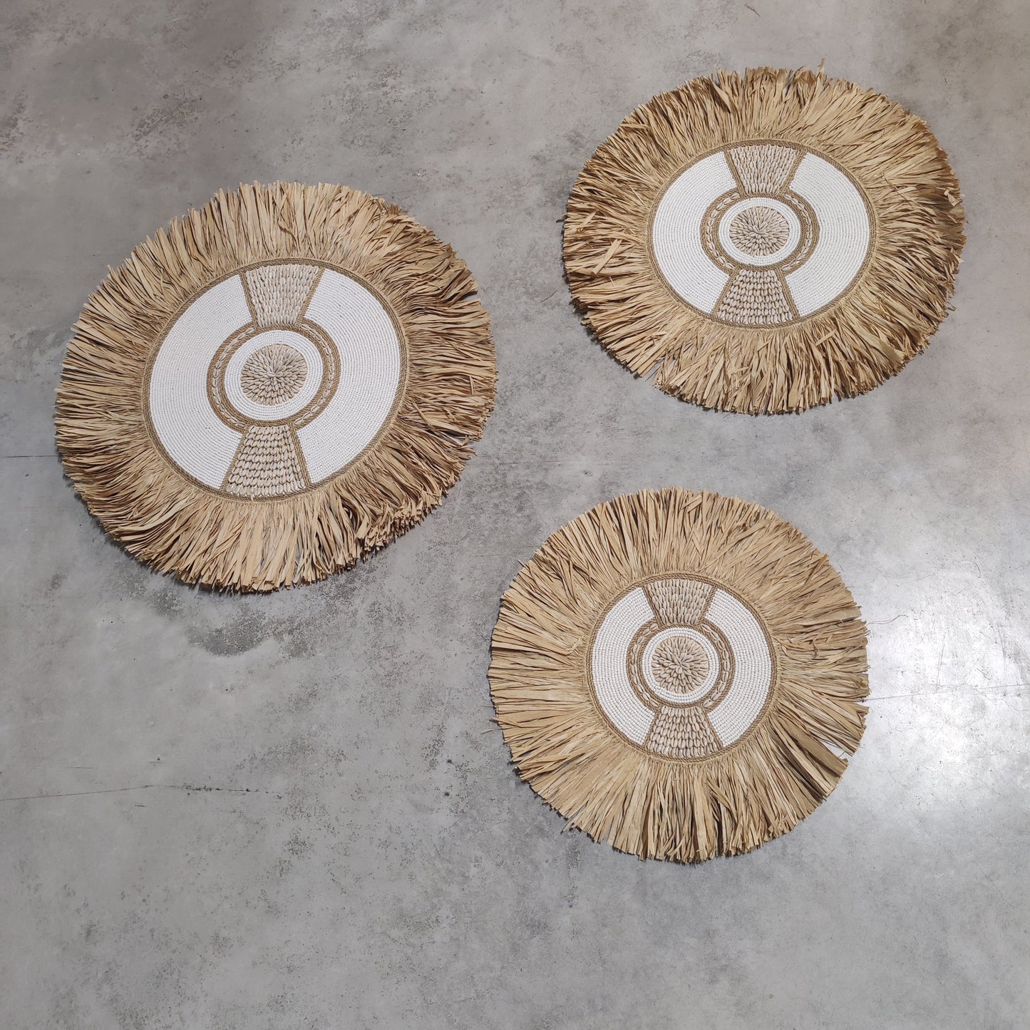 BF 328		Wanddecoratie wit/beige riet set van 3 ook apart verkrijgbaar