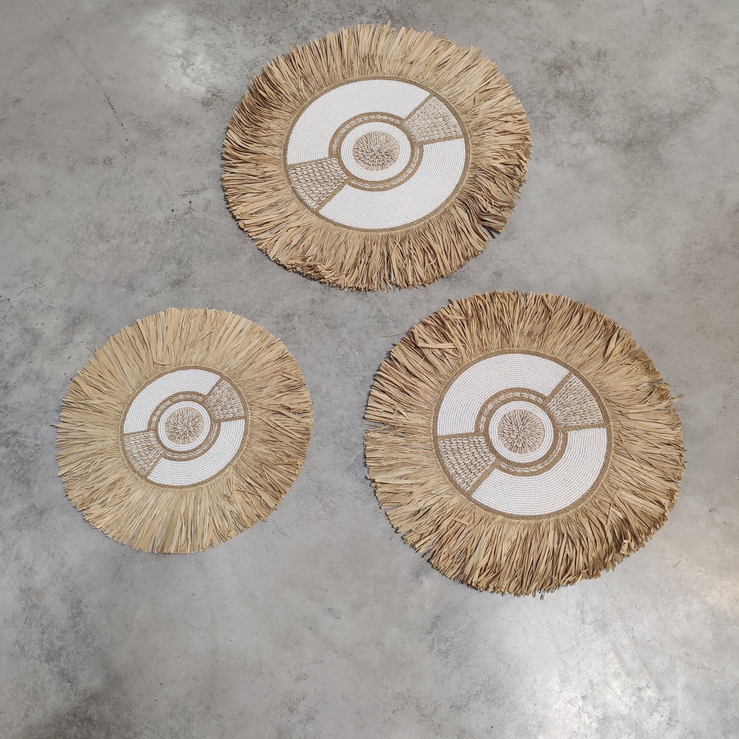 BF 328		Wanddecoratie wit/beige riet set van 3 ook apart verkrijgbaar