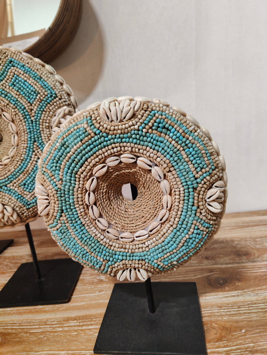 BF35A		Deco aqua met beige schelpen diameter 50 cm