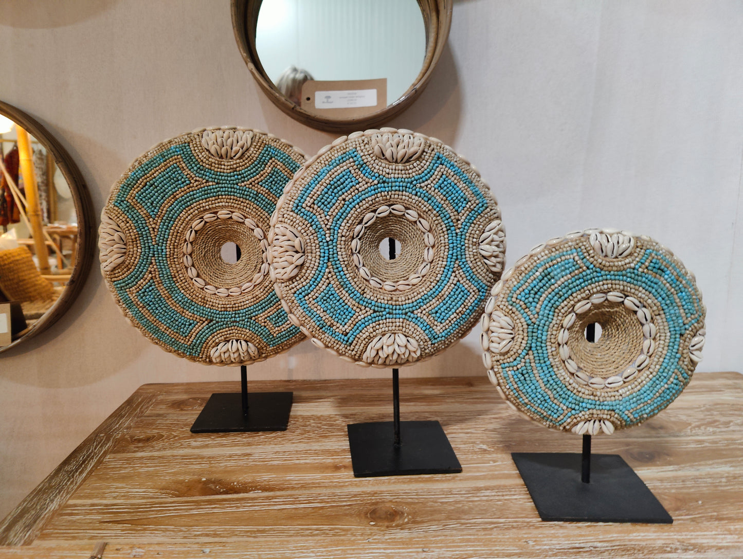 BF35C		Deco aqua  met beige schelpen diameter 30 cm