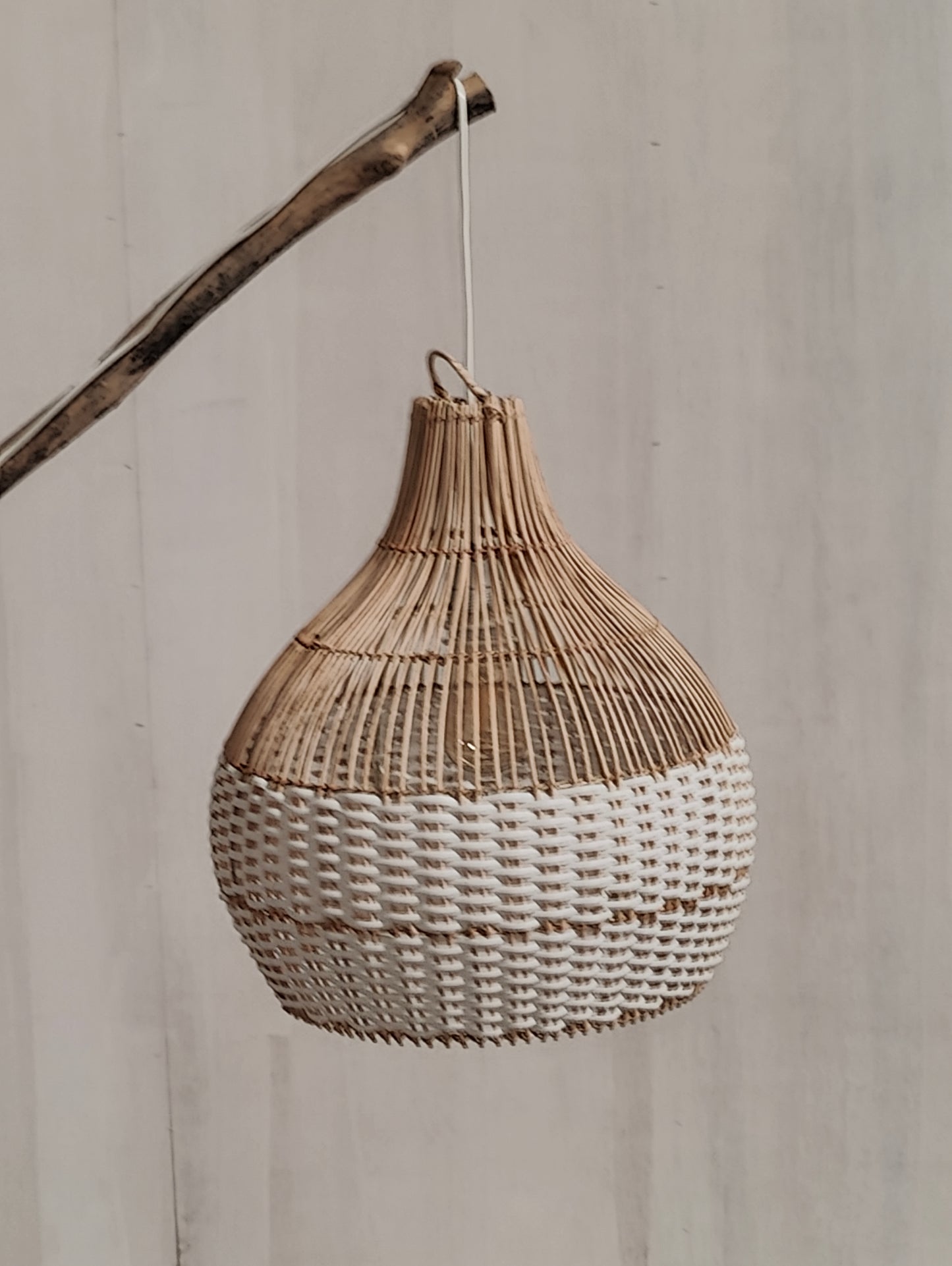 29105		Lamp 40 cm naturel met witte onderrand