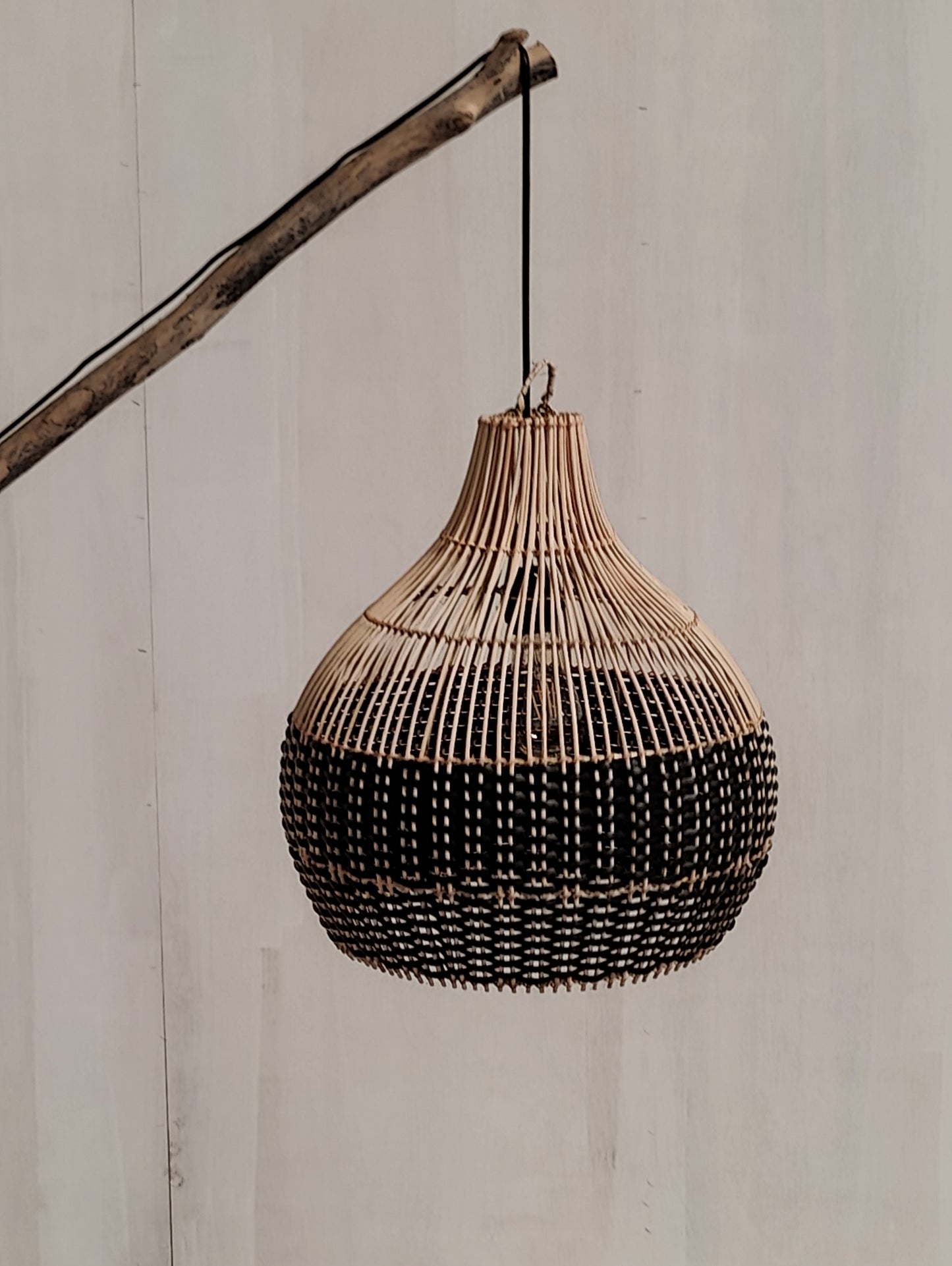 29104		Lamp 40 cm naturel met zwarte onderrand