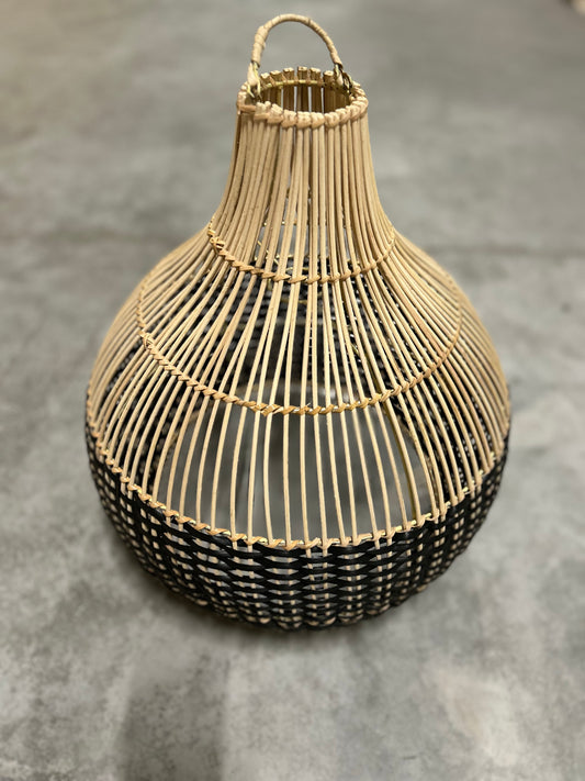 29104		Lamp 40 cm naturel met zwarte onderrand