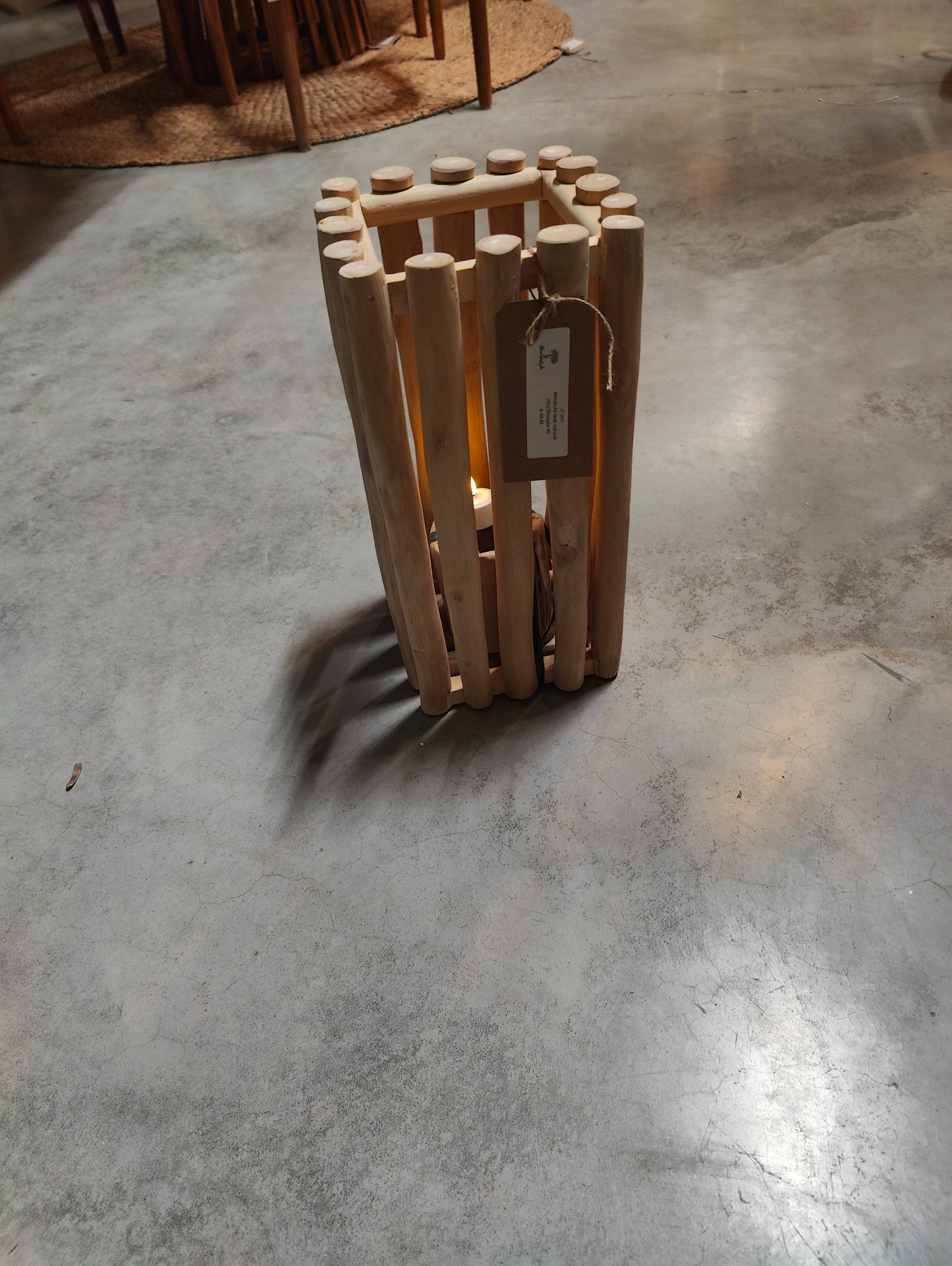 JT 44   Windlicht Teak Naturel 30x30 60 cm hoog